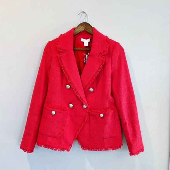 NEW House of Harlow Tweed One Button Blazer Watermelon Size Small - Picture 1 of 14